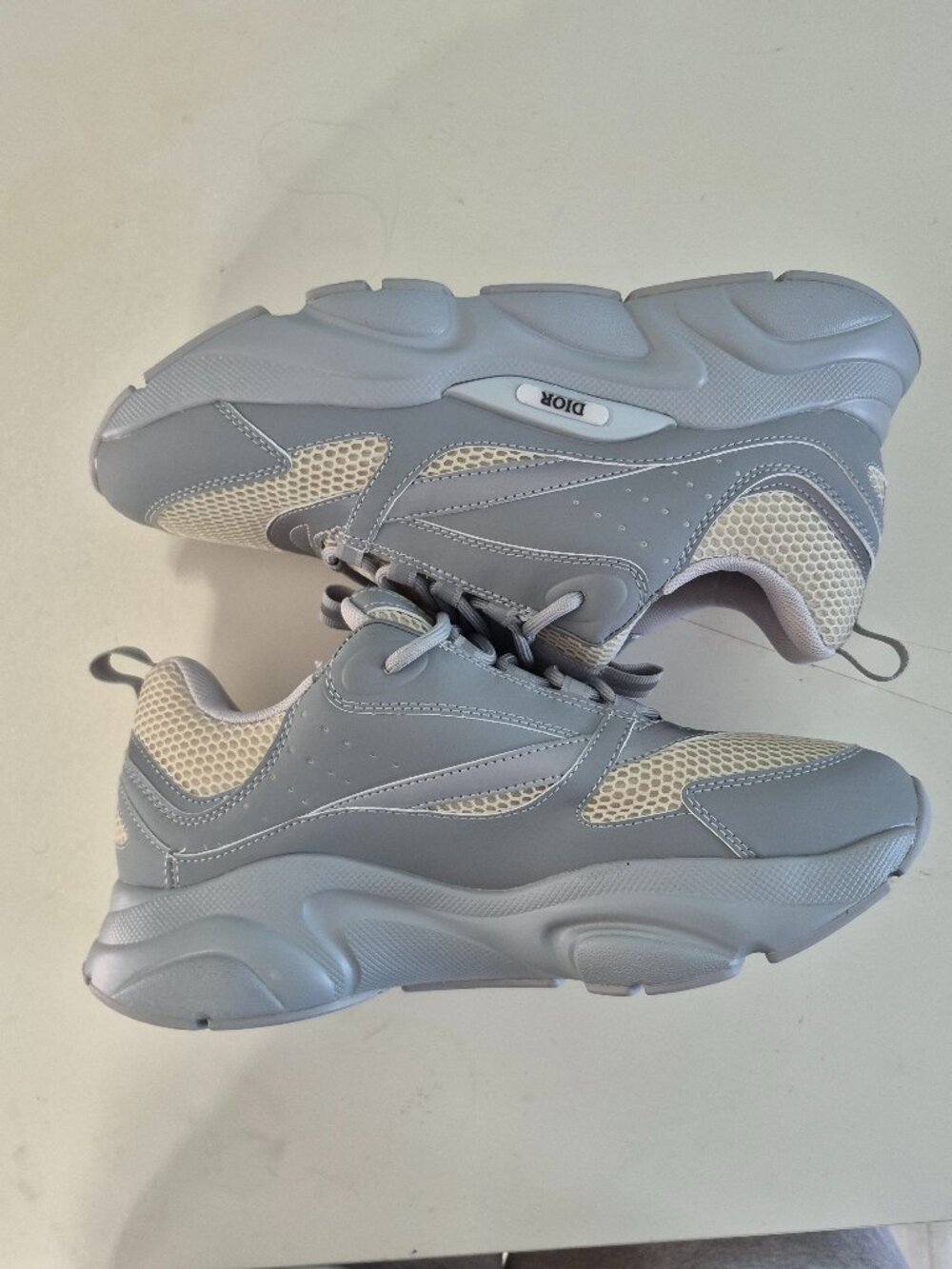 Christian Dior B22 Sneakers Grey Tan Mesh Size 9.5